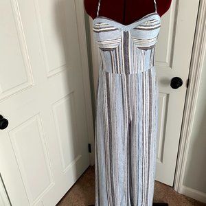 Blue and White Stripped Jumpsuit - M